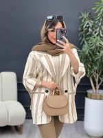 مانتو راه راه آستین سگک دو دکمه کد 5200 - تصویر 11