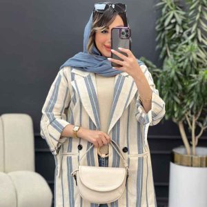 مانتو راه راه آستین سگک دو دکمه کد 5200