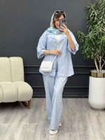 ست مانتو و شلوار تک جیب آستین پاگن کد 5174 - تصویر 13