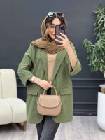 مانتو تک دکمه دو جیب نما المیرا کد 5204 - تصویر 7
