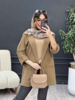 مانتو تک دکمه دو جیب نما المیرا کد 5204 - تصویر 14