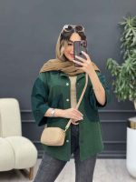 مانتو ترکیبی دو جیب برش دار کد 5188 - تصویر 2