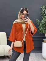 مانتو ترکیبی دو جیب برش دار کد 5188 - تصویر 7