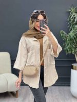 مانتو ترکیبی دو جیب برش دار کد 5188 - تصویر 3
