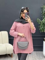 مانتو راه راه جلو بسته بغل سه دکمه کد 5128 - تصویر 12