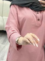 مانتو راه راه جلو بسته بغل سه دکمه کد 5128 - تصویر 17