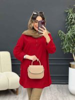 مانتو راه راه جلو بسته بغل سه دکمه کد 5128 - تصویر 18
