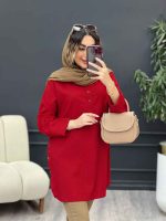 مانتو راه راه جلو بسته بغل سه دکمه کد 5128 - تصویر 7