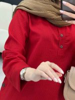 مانتو راه راه جلو بسته بغل سه دکمه کد 5128 - تصویر 9