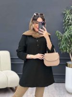 مانتو راه راه جلو بسته بغل سه دکمه کد 5128 - تصویر 6