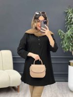 مانتو راه راه جلو بسته بغل سه دکمه کد 5128 - تصویر 5