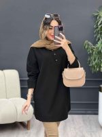 مانتو راه راه جلو بسته بغل سه دکمه کد 5128 - تصویر 15
