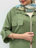 شومیز آستین پاگن سر جیب چاک کد 5208 - تصویر 10