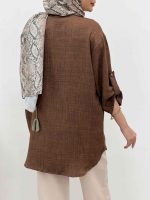 شومیز آستین پاگن سر جیب چاک کد 5208 - تصویر 12