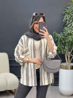 مانتو راه راه نیوشا کد 5181 - تصویر 4
