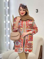 مانتو طرح دار جلو باز فریبا کد 5176 - تصویر 2