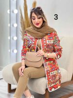 مانتو طرح دار جلو باز فریبا کد 5176 - تصویر 13