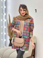 مانتو طرح دار جلو باز فریبا کد 5176 - تصویر 3