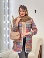 مانتو طرح دار جلو باز فریبا کد 5176 - تصویر 6