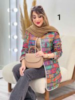 مانتو طرح دار جلو باز فریبا کد 5176 - تصویر 10