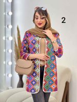 مانتو طرح دار جلو باز فریبا کد 5176 - تصویر 12