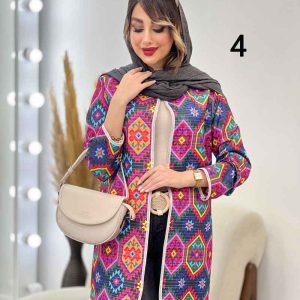 مانتو طرح دار جلو باز فریبا کد 5176