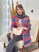 مانتو طرح دار جلو باز فریبا کد 5176 - تصویر 7