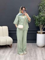 ست مانتو  وشلوار جلو بسته دلوان کد 5209 - تصویر 7
