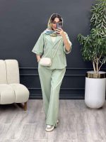 ست مانتو  وشلوار جلو بسته دلوان کد 5209 - تصویر 12
