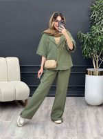 ست مانتو  وشلوار جلو بسته دلوان کد 5209 - تصویر 3