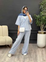 ست مانتو  وشلوار جلو بسته دلوان کد 5209 - تصویر 2