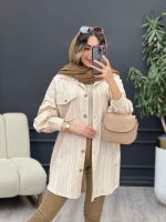 مانتو راه راه جیب پاکتی پایین هلال کد 5138 - تصویر 2