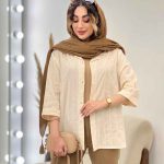 شومیز کوک دوزی جلو دکمه کد 5021