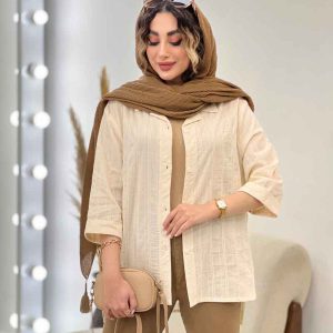 شومیز کوک دوزی جلو دکمه کد 5021