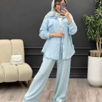 ست مانتو و شلوار دو جیب پایین بند کد 4895