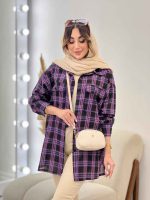 مانتو چهارخونه سرجیب دکمه کد 4843 - تصویر 18
