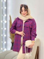 مانتو چهارخونه سرجیب دکمه کد 4843 - تصویر 7