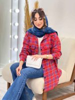 مانتو چهارخونه سرجیب دکمه کد 4843 - تصویر 16