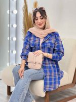 مانتو چهارخونه سرجیب دکمه کد 4843 - تصویر 11