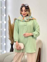 مانتو جلو بسته پیچک کد 5210 - تصویر 3