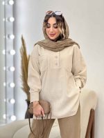 مانتو آستین پیله یقه سه دکمه کد 5220 - تصویر 4