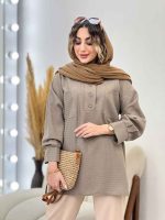 مانتو آستین پیله یقه سه دکمه کد 5220 - تصویر 11