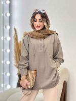 مانتو آستین پیله یقه سه دکمه کد 5220 - تصویر 5