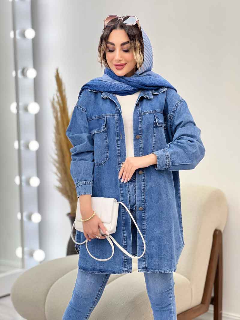 مانتو جین دو جیب پاکتی آنیسا کد 5228 مانتو جین دو جیب پاکتی آنیسا کد 5228