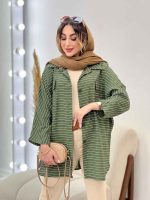 مانتو راه راه دو جیب پاکتی پایین هلال کد 5215 - تصویر 2