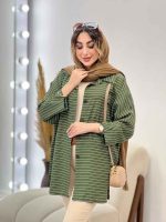 مانتو راه راه دو جیب پاکتی پایین هلال کد 5215 - تصویر 16