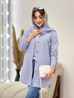 مانتو راه راه سر جیب دکمه کد 5222 - تصویر 2