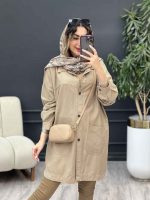 مانتو دو جیب برش دار سرو کد 5237 - تصویر 5