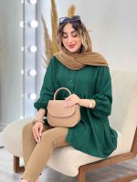 مانتو جلو دکمه کمر چین کد 5236 - تصویر 16