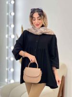 مانتو جلو دکمه کمر چین کد 5236 - تصویر 4